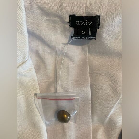 New juniors white boho jacket embroidered accents, fitted blazer size S by AZIZ - Picture 4 of 11